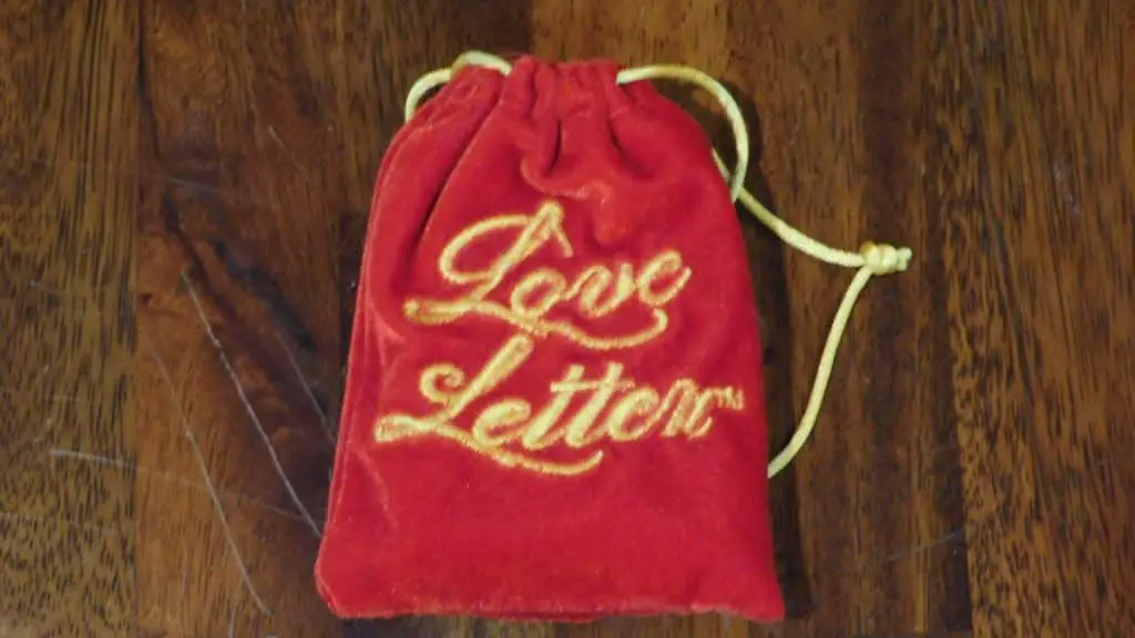 A closeup of the filler game, Love Letter.