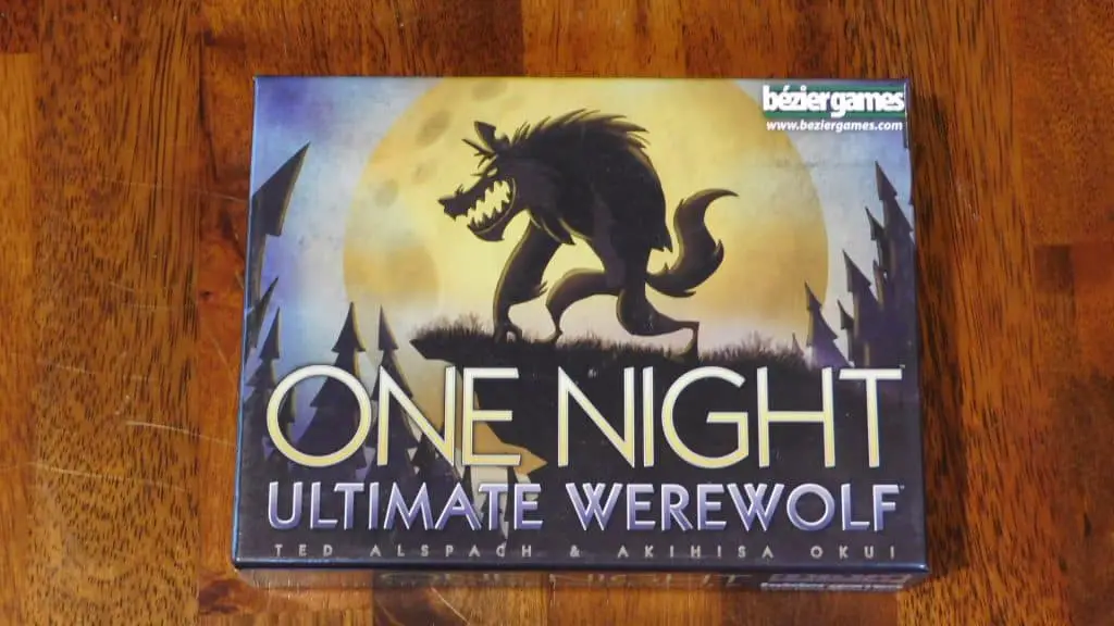 A closeup of the box cover for One Night Ultimate Werewolf.