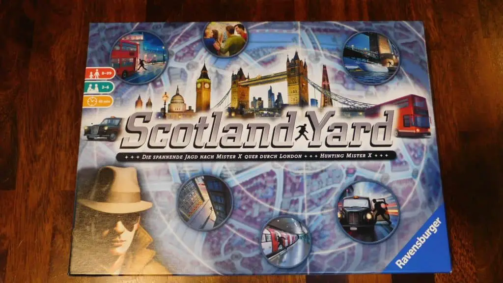 Closeup of the box cover of Scotland Yard.