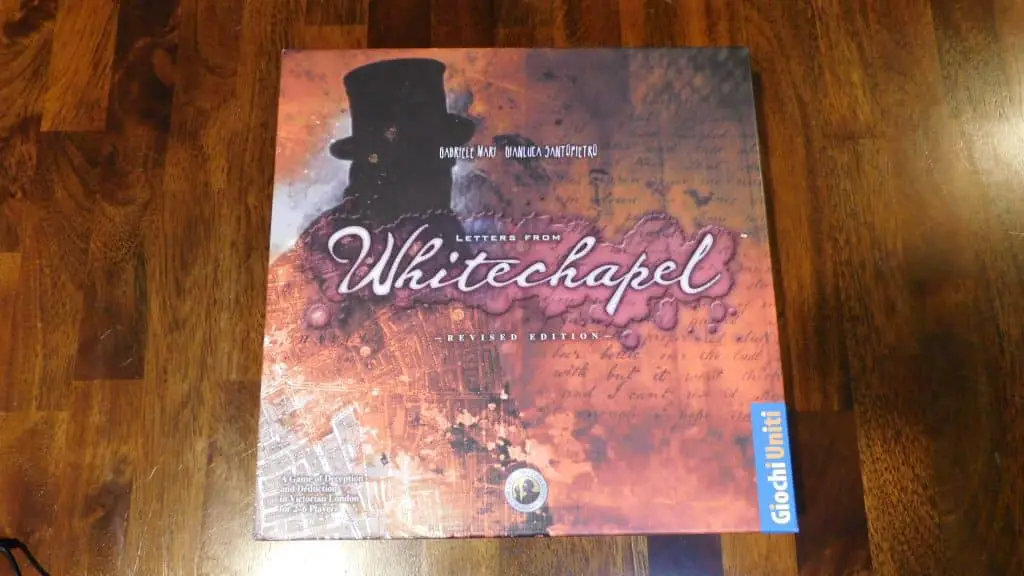 Closeup of the box cover for Letters From Whitechapel.