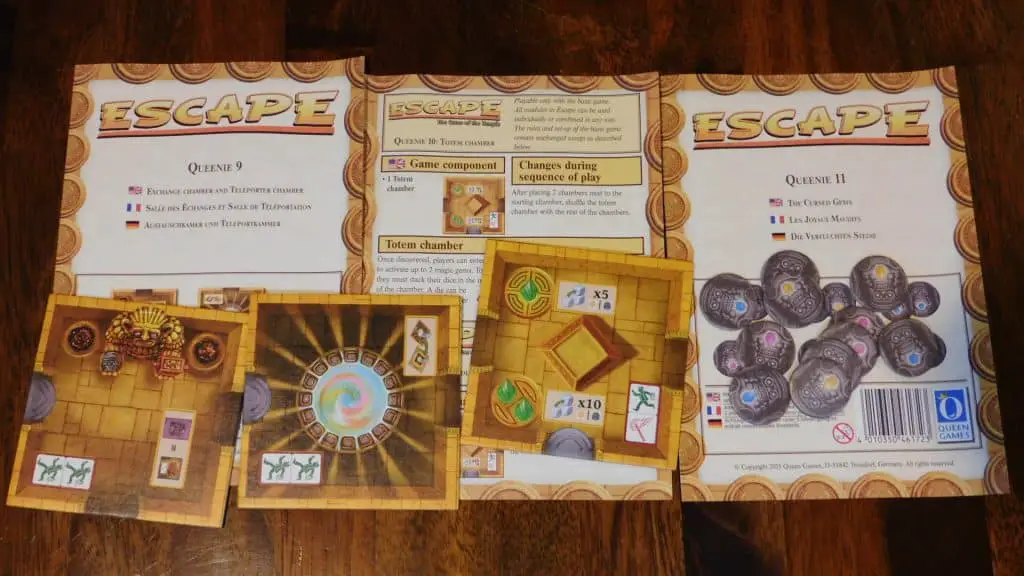 A closeup of promos for Escape.