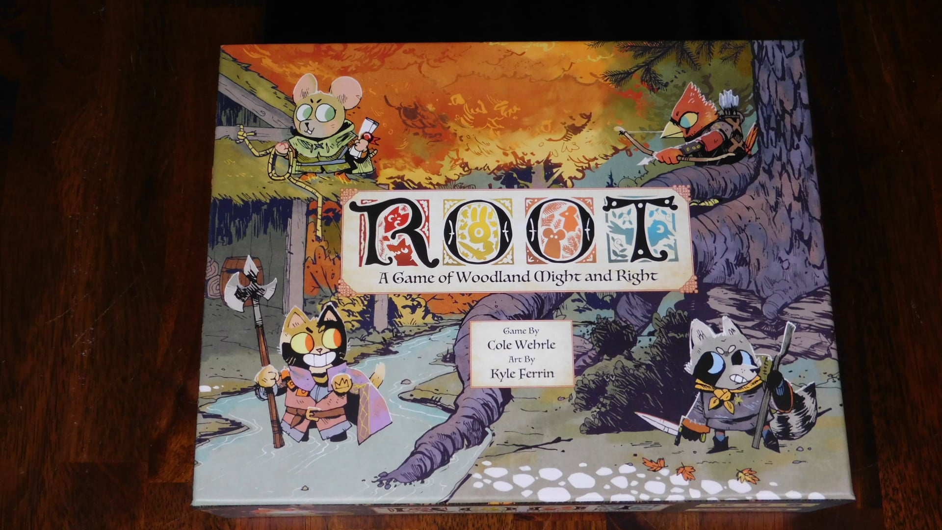 A closeup of the box cover for Root.