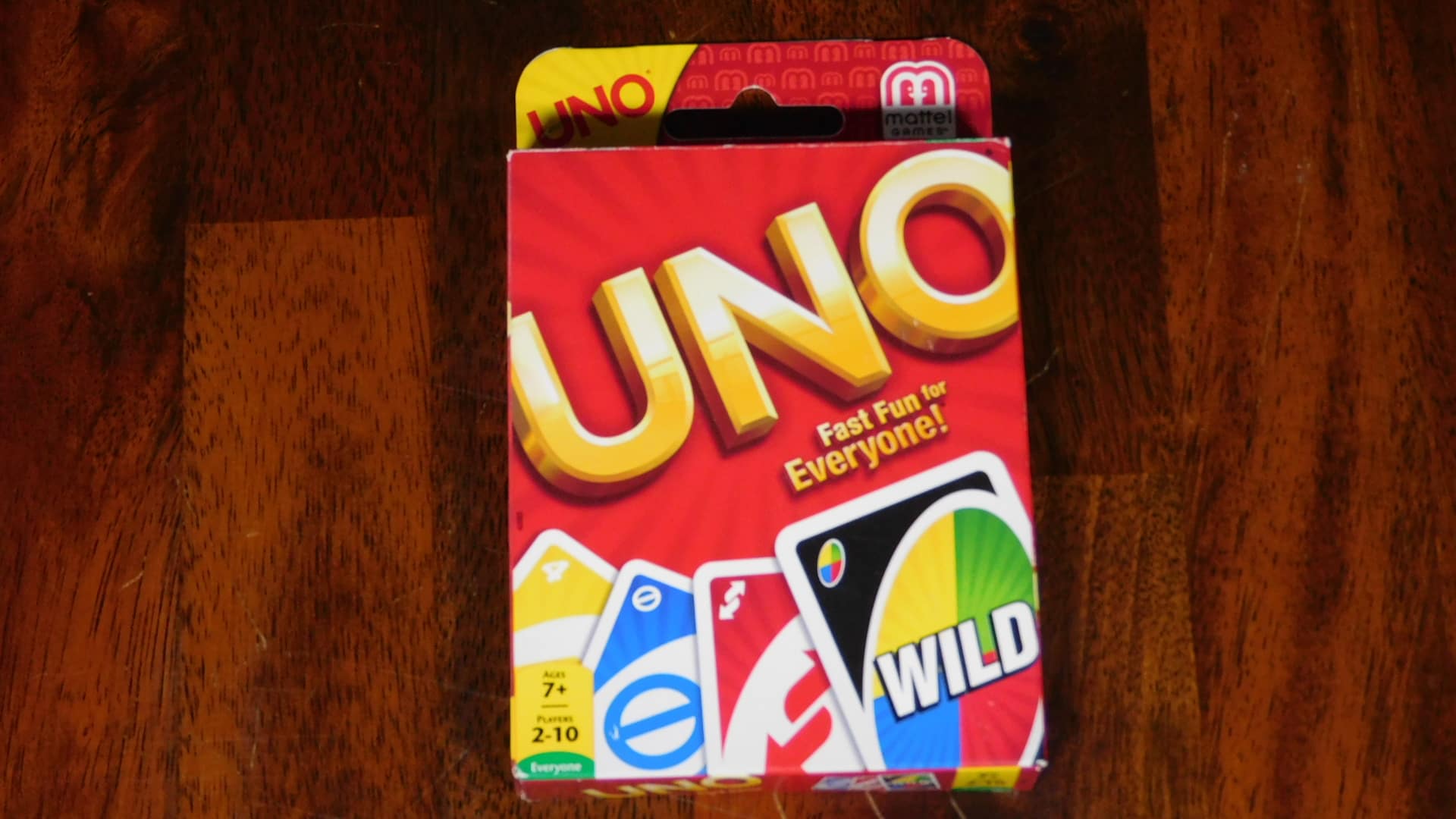 A closeup of the Uno card box cover.