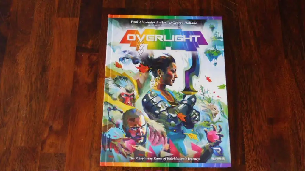 A closeup of the front cover of the corebook for Overlight.