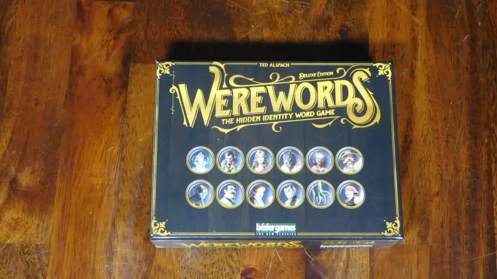 A closeup of the box cover of Werewords.