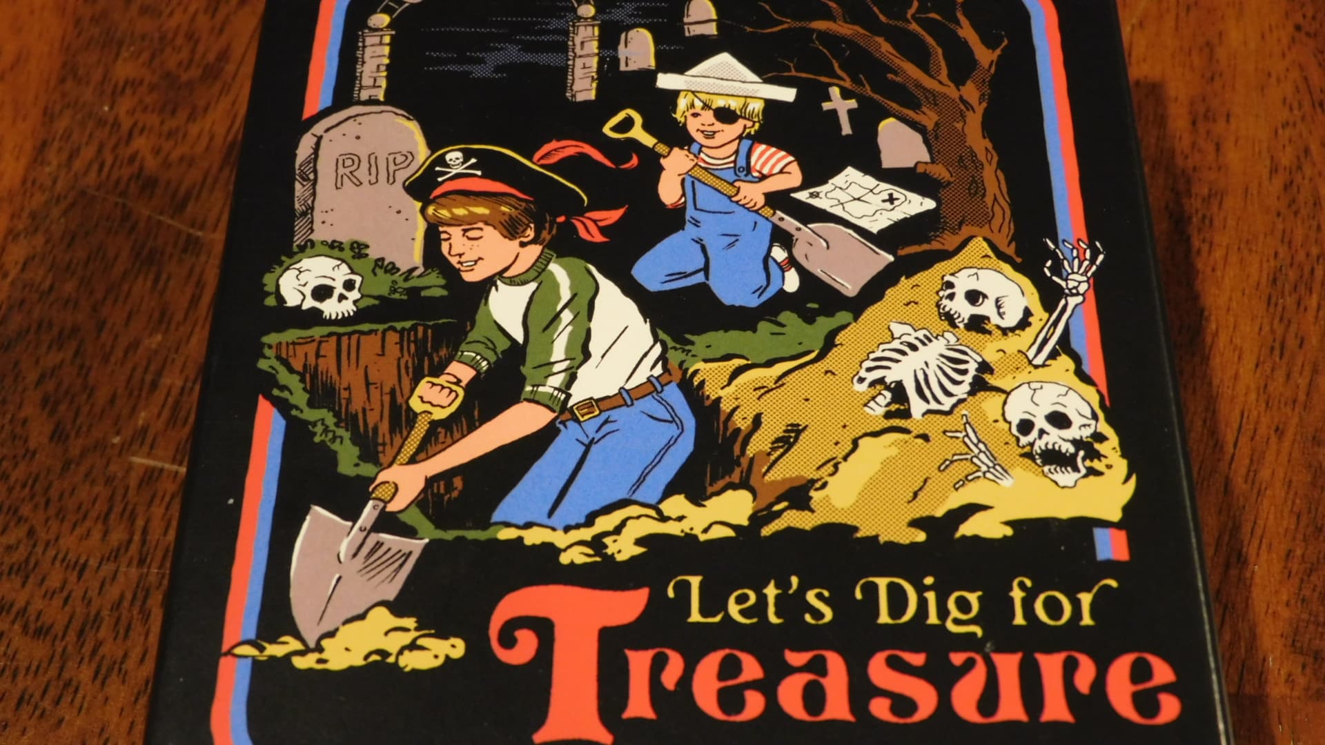 A closeup of the front of the box of Let's Dig For Treasure.