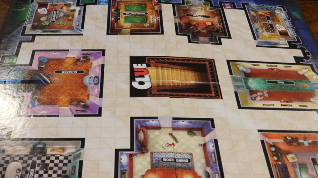 A picture of the game board for Clue (2018).