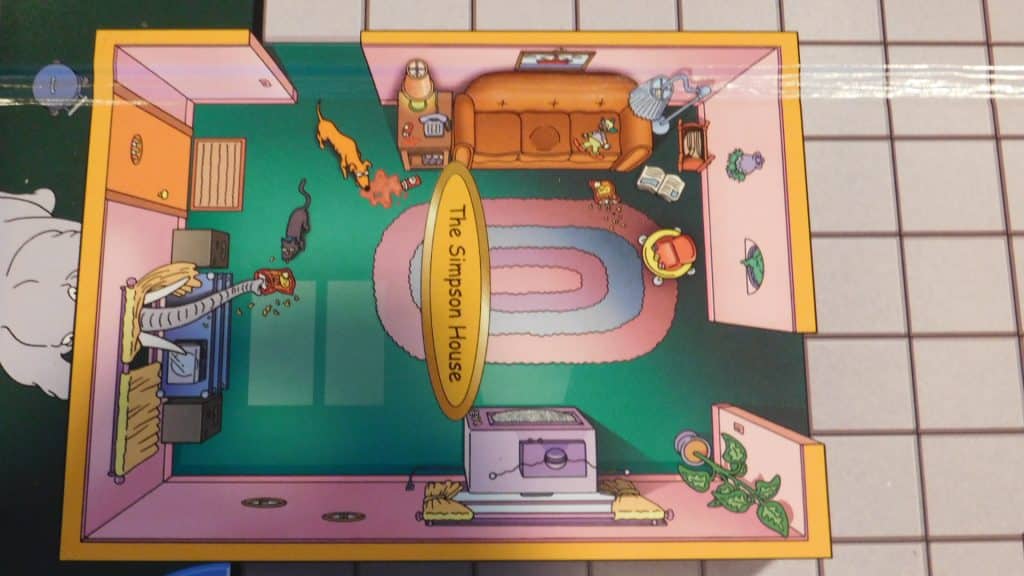 A closeup of part of the game board for Simpsons Clue 2nd Edition.