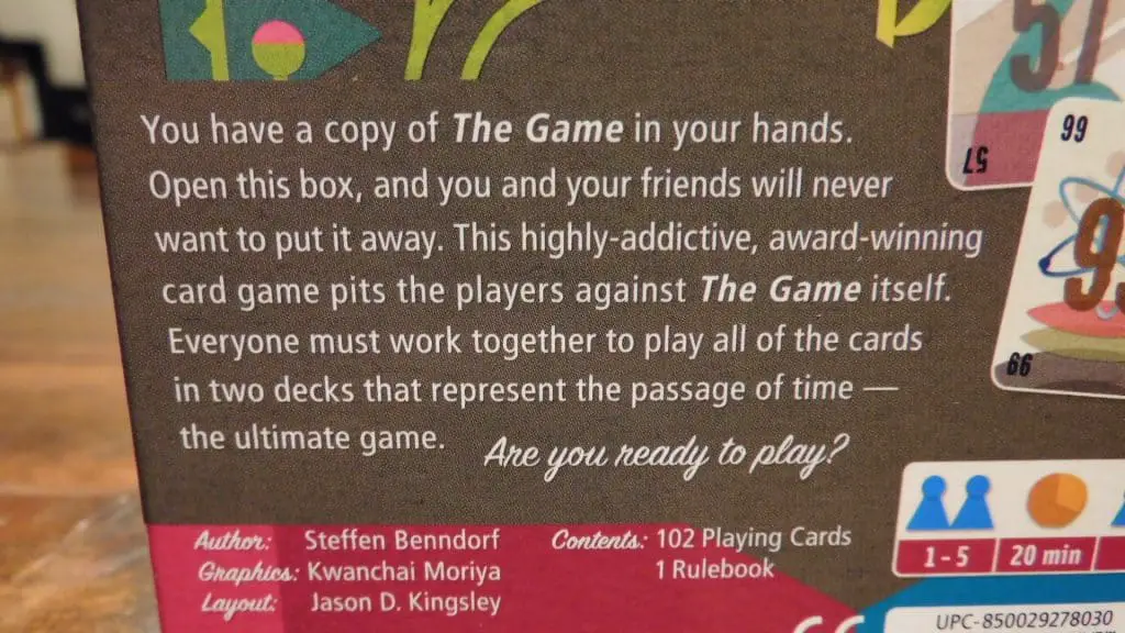 The back of The Game's box.