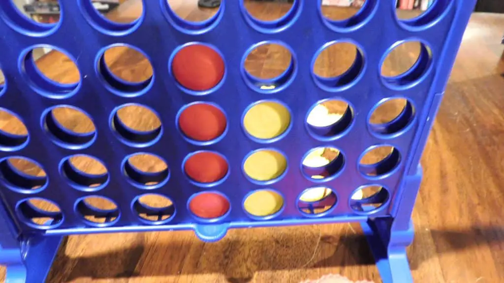 A game of Connect 4 with red winning.