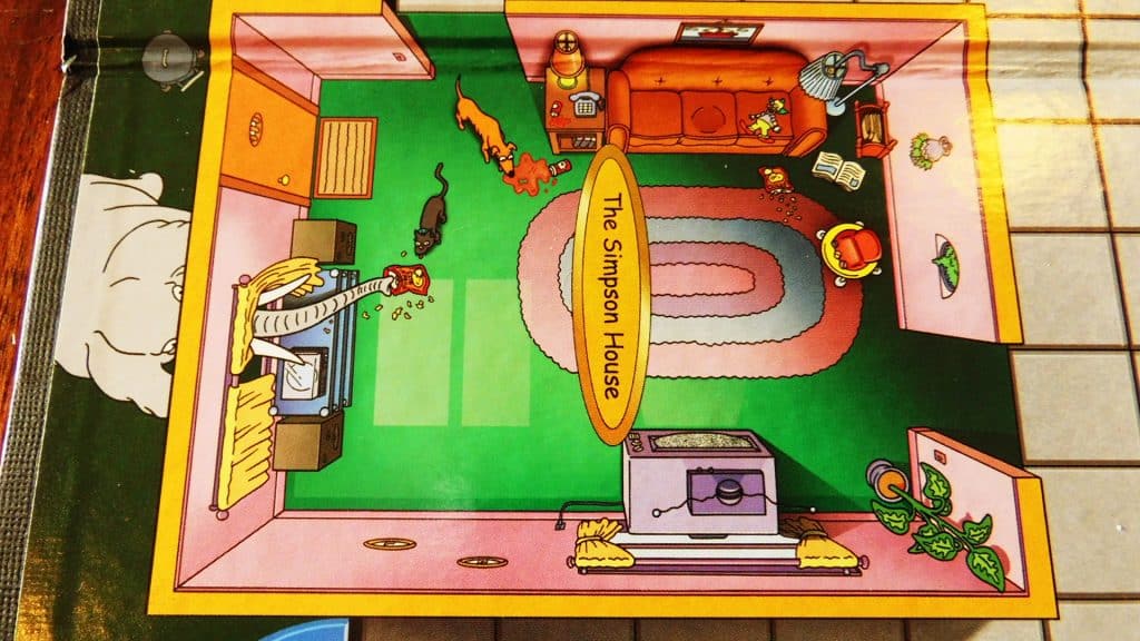 A closeup of one room for the Simpsons Clue 2nd Edition game.