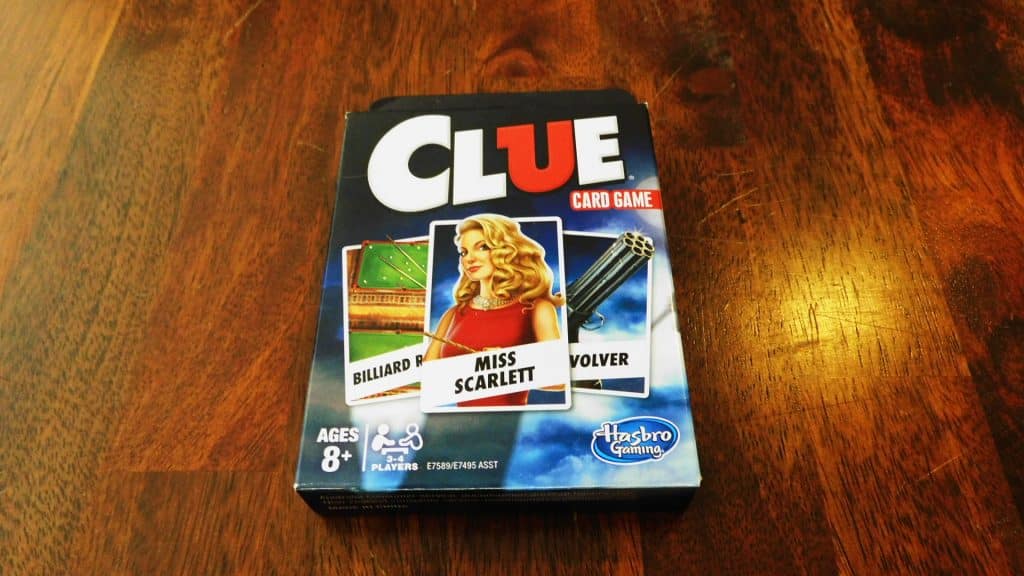 The game box for Clue: The Card Game.