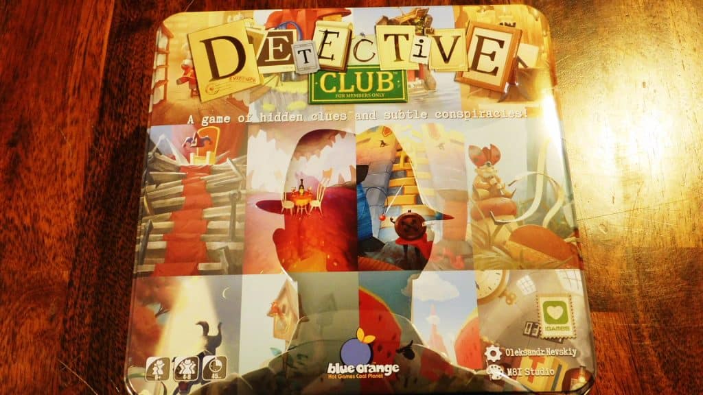 The front of Detective Club's tin.